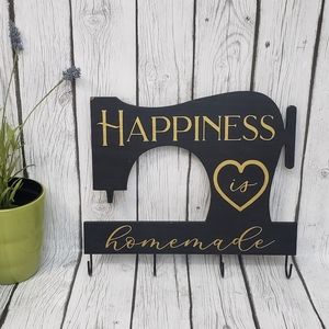 Happiness Is Homemade Wood Wall Decor With Hooks